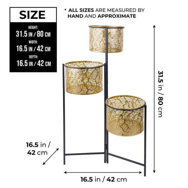 Indoor Golden Pots and Planters, Living Room Decor, Decorative Plant Pots with Stand, Metal Plant Holders 32 inch 80 cm