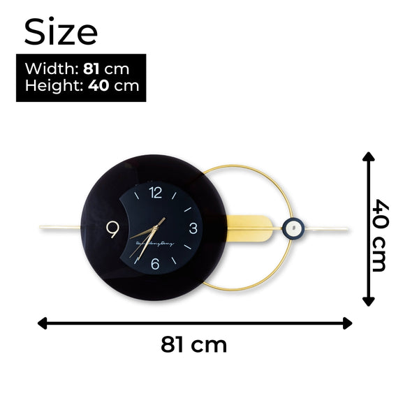 Luxury Gold & Black Silent Wall Clock - High-Quality Metal, Minimalist Office Decor, Modern Living Room Art by Accent Collection