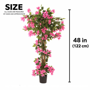 Artificial Bougainvillea Tree 4ft Pink Faux Bougainvillea Plant with Stable Base for Home & Office Decor, Housewarming Gift-Sona Casa