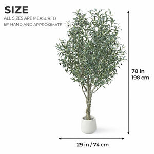 Large Nearly Natural Olive Tree with Black Olives, 200 cm Artificial Plant for Patio, Front Porch, Living Room, Indoor Outdoor Ornament, Home Decor by Sona Casa