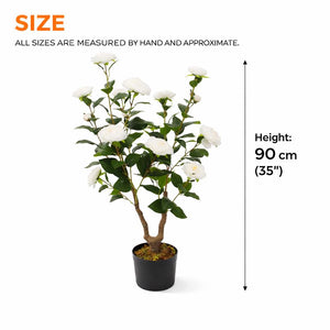 Decorative Artificial Rose Plant, 90 cm High, Indoor Home Office Decor, Zero Maintenance Ornament by Sona Casa