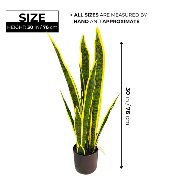 Large Artificial Snake Plant, Realistic Fake 30" Faux Plant with Cement Base, Indoor Outdoor Home Decor, Patio, Front Porch, Living Room Ornament by Sona Casa