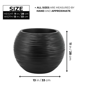 Round Black Plant Pot, Indoor Outdoor Home, Office, Patio, Front Porch, Backyard Decor, 13" Succulent Planter by Sona Casa