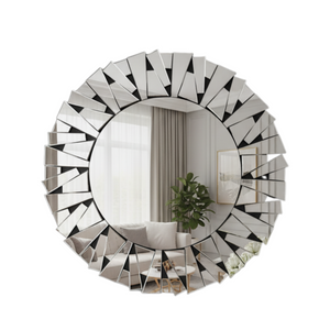 Large 3 ft Frameless Round Glass Mirror, Modern Design, Thick High Quality Glass, Easy to Hang-Sona Casa
