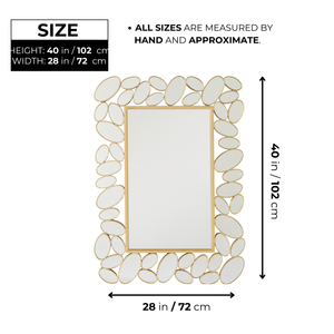Decorative Wall Mirror with Gold Frame, Lightweight, High Quality Glass, Vertical & Horizontal Mount, Gift-Sona Casa