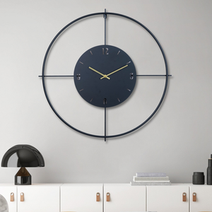 Elegant 60Cm Black Metal & Wood Silent Wall Clock - Minimalist Luxury Home Decor by Accent Collection