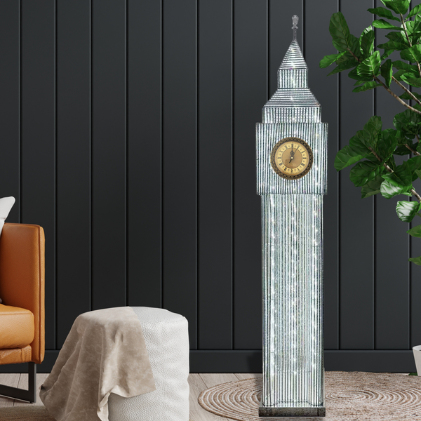 Tall Floor Lamp 60" Big Ben London White LED Light White Handmade Metal Standing Lamp