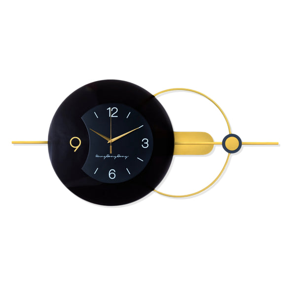 Gold Black Silent Wall Clock , 32" Wide Metal Modern Decorative Clock