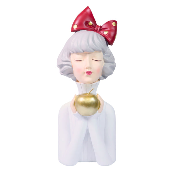 Chic Female Statue Tabletop Decor, Office Cubicle Decor, Coffee Table Ornament, Bedroom Dresser Vanity Table Decor White Gold Polyresin 15 inch 38 cm