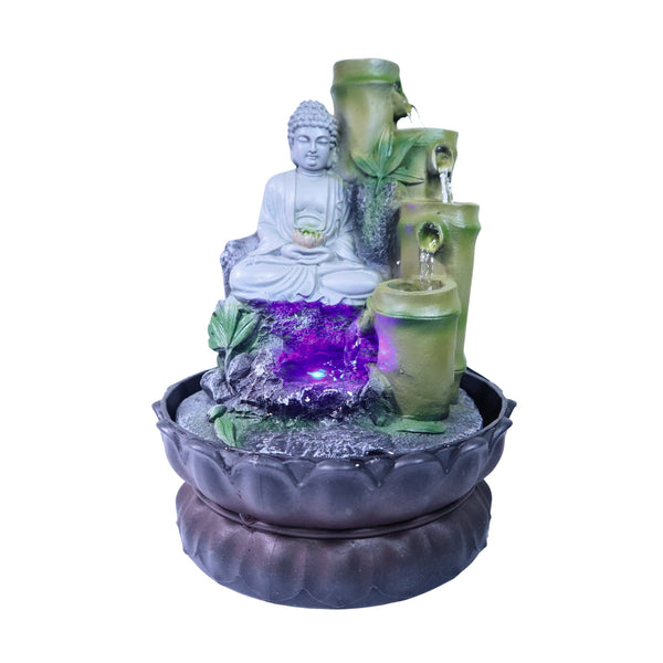 Indoor Waterfall with Buddha Statue, Pump, Lights 11" Decor