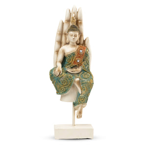Small Buddha Statue 12" Desktop Tabletop Decor for Home, Prayer Room, Pooja, Feng Shui Good Fortune, Housewarming Gift by Sona Casa