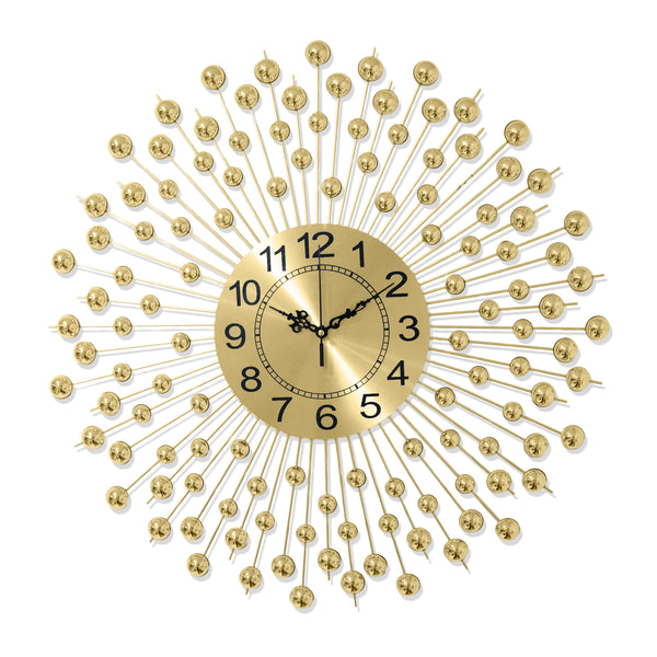 Gold Wall Clock, 24" Silent Non Ticking Round Decorative Clock