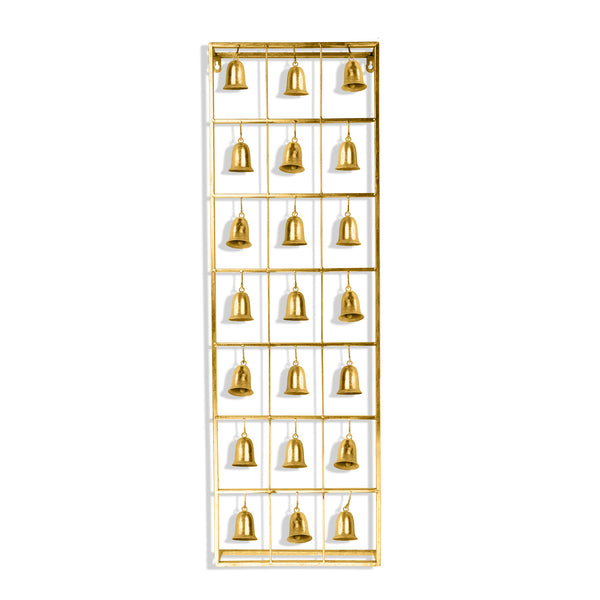 Golden Bells Wall Decor for Living Room, Metal Wall Art, Home or Office Decor, Large Wall Accent for Indoor 37 inch 95 cm