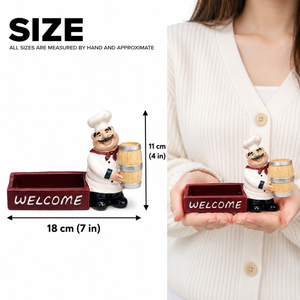 Chef card holder size guide showing 18 cm width and 11 cm height