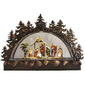 Christmas Nativity Snow Globe Light Up Musical Xmas Decor Gift USB Battery Powered Table Religious Home Office Decor-Sona Casa