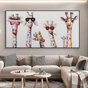 Funny Giraffe Painting, Hand-Painted Canvas Art for Nursery, Unique Kids Room Wall Decor, Original Animal Painting Gift by Sona Casa