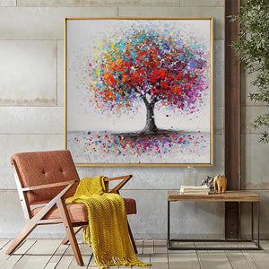 Tree Of Life - Abstract Painting, Colorful Splash Modern Wall Art, Original Hand Painted Oil Painting for Home Decor by Sona Casa