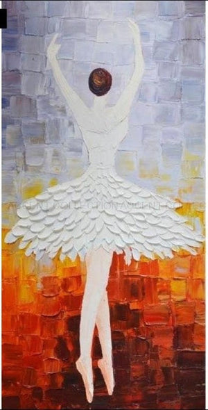 Abstract Dancer Art - Contemporary Ballerina in White Skirt Painting, Framed Ballet Art for Home Decor, Perfect Gift for Art Enthusiasts by Sona Casa