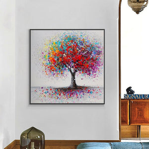 Tree Of Life - Abstract Painting, Colorful Splash Modern Wall Art, Original Hand Painted Oil Painting for Home Decor by Sona Casa