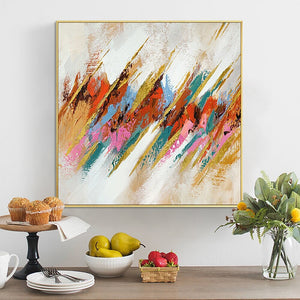 Abstract Pattern Painting, Vibrant Modern Wall Art Canvas, Original Large Oil Painting for Chic Living Room Decor by Sona Casa