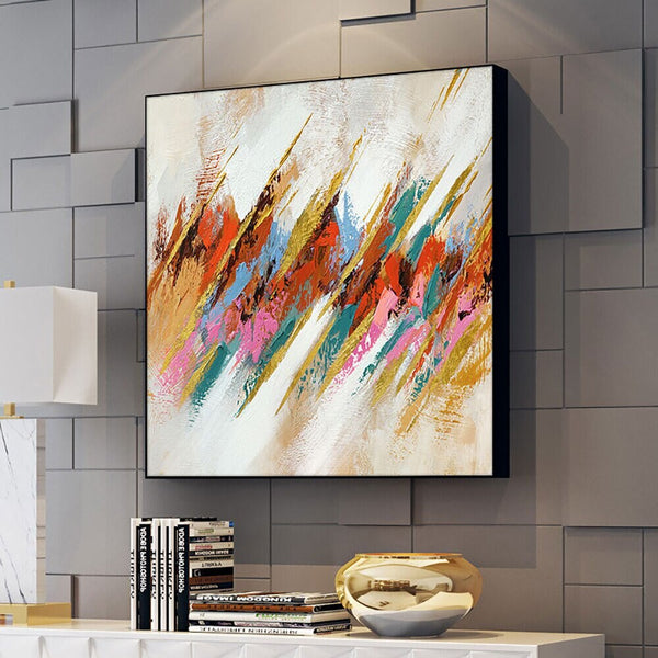 Abstract Pattern Painting, Vibrant Modern Wall Art Canvas, Original Large Oil Painting for Chic Living Room Decor by Accent Collection