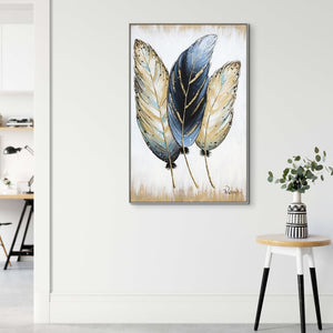 Wall Painting Feathers Hand Painted Oil Painting On Canvas Handmade Abstract Modern Vertical Wall Art Painting For Living Room | Home Decor by Sona Casa