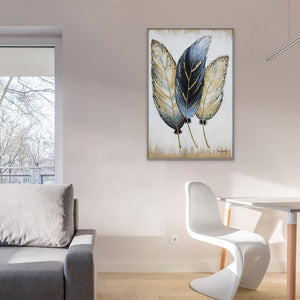 Wall Painting Feathers Hand Painted Oil Painting On Canvas Handmade Abstract Modern Vertical Wall Art Painting For Living Room | Home Decor by Sona Casa