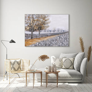 Country Road Painting - Textured Impasto Oil Artwork, Large Canvas Wall Decor for Living Room by Sona Casa
