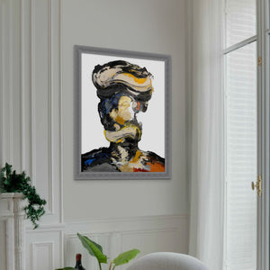 Modern Abstract Portrait Painting - Textured Thinker Canvas Art for Living Room, Original Painting, Large Abstract Portrait, Handmade Art by Sona Casa