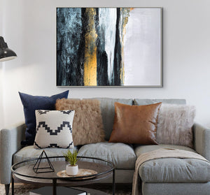 Abstract Wall Art Black and Golden Oil Painting Original Wall Art On Canvas Modern Art Living Room Wall Art Large Abstract Painting Gift by Sona Casa