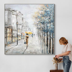 Hand-Painted City Market Artwork - Contemporary Urban Canvas for Living Room, Bedroom Wall Painting, Ideal New Home Gift by Sona Casa