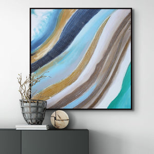 Blue Waves Painting - Original Oil on Canvas Art, Textured Coastal Wall Art for Modern Living Room Decor, Unique Housewarming Gift by Accent Collection