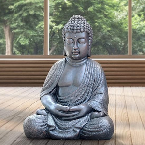 Tall Buddha Statue, Large 24" Temple Indoor Outdoor Sculpture, Living Room Garden Patio Statuary Decor by Sona Casa