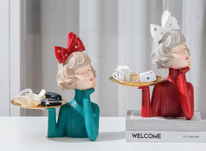 Creative Living Room Decor Accessories, Jewelry Tray, Girl Figurines for Storage, Decor Ornament, Modern Home Decor, Gift by Sona Casa