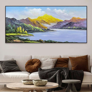 Mountain Painting on Canvas Oil Painting on Canvas Large Wall Art Landscape Painting Living Room Wall Art Original Painting Lake Art Gift by Sona Casa