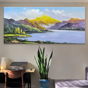 Mountain Painting on Canvas Oil Painting on Canvas Large Wall Art Landscape Painting Living Room Wall Art Original Painting Lake Art Gift by Sona Casa